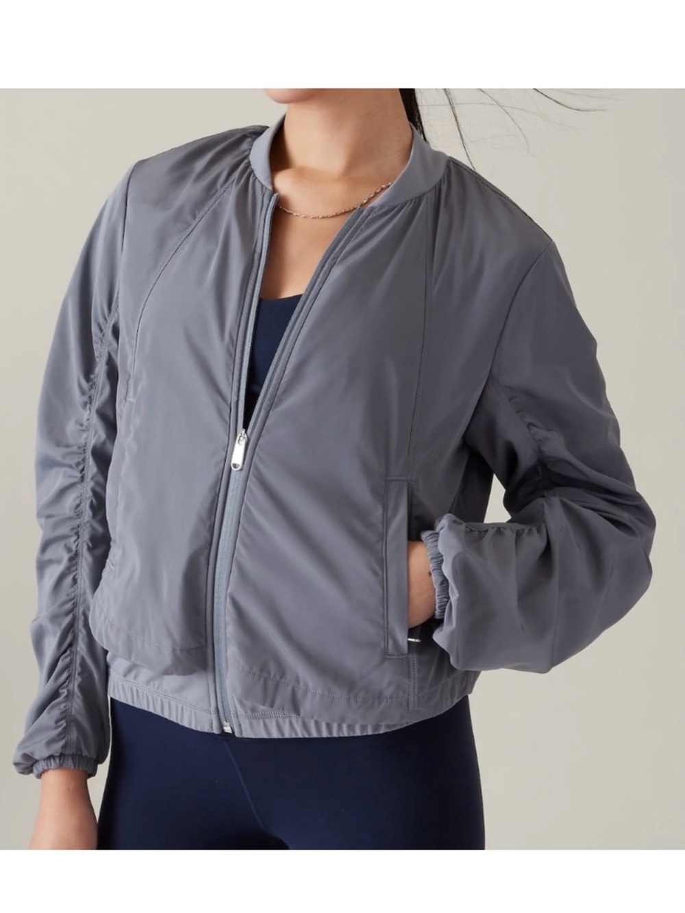 Athleta Slate Gray Bomber Jacket